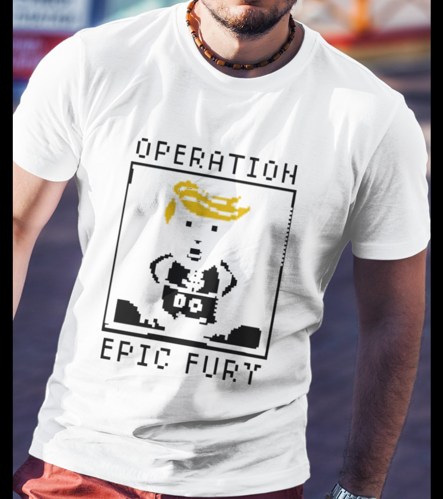 Operation Epic Fury Trump Cartoon Blocky Style Yellow Hair T-Shirt