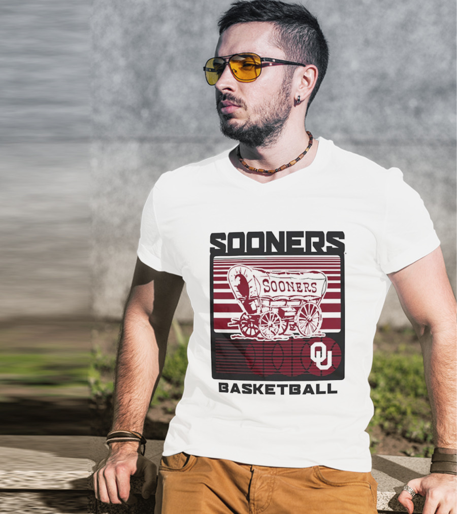 Sooners Basketball 1800s Wagon OU Staredown T-Shirt