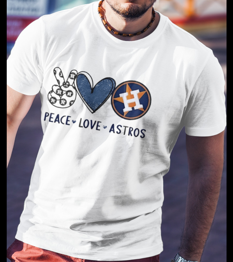 Peace Love Astros Hand Sign Heart Shape Houston Team T-Shirt