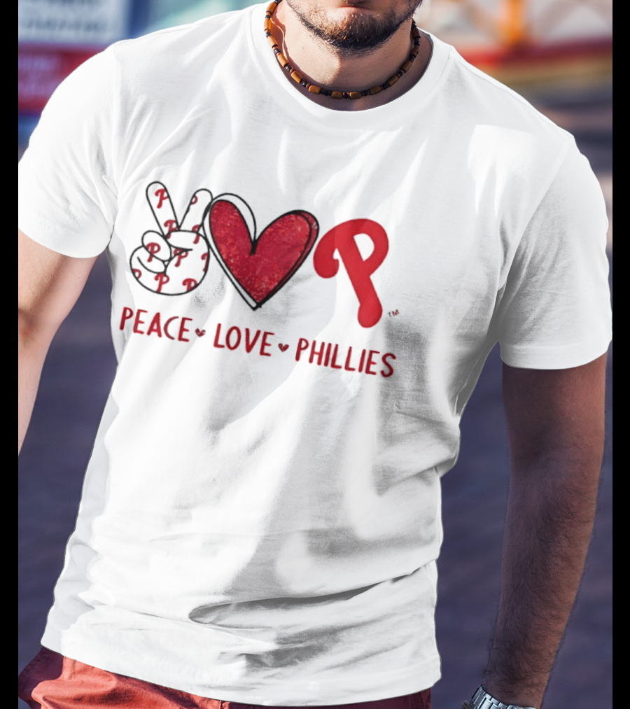 Peace Love Phillies Hand Sign Heart Shape Philadelphia Phillies T-Shirt