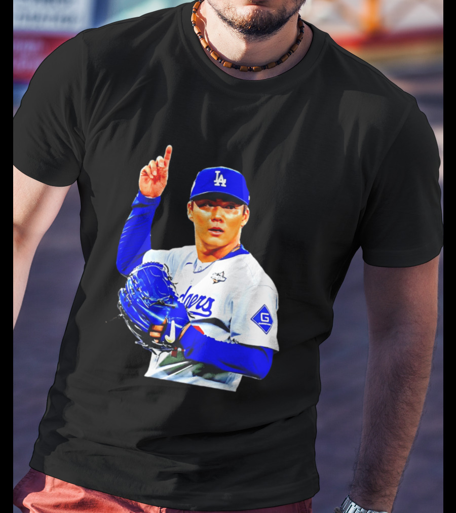 Yoshinobu Yamamoto '26 Los Angeles Dodgers Player Blue Glove T-Shirt
