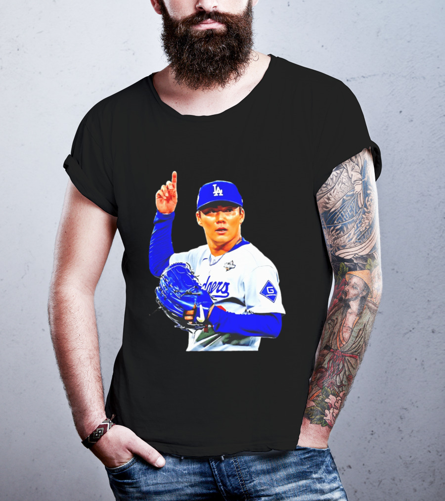 Yoshinobu Yamamoto '26 Los Angeles Dodgers Player Blue Glove T-Shirt