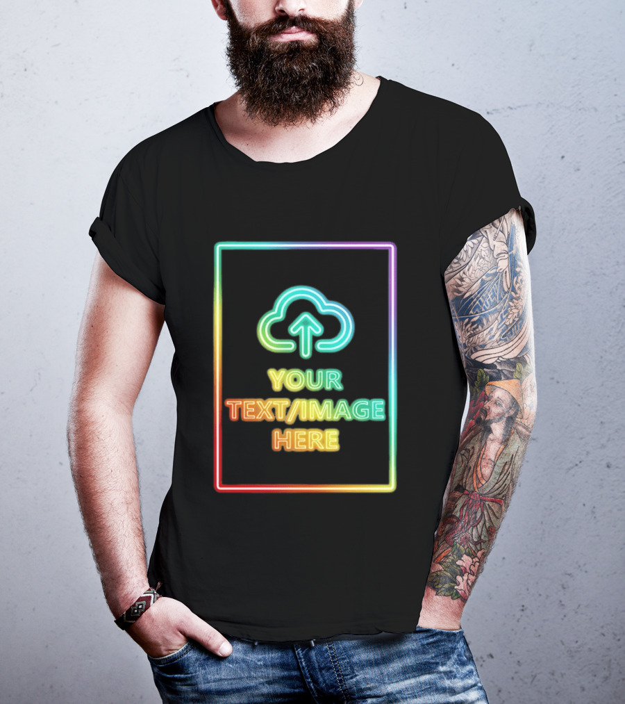 Your Text Image Here Neon Light Cloud Upload T-Shirt