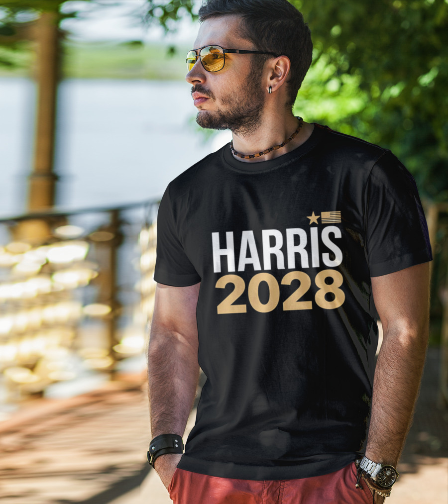 Harris 2028 USA Flag Star T-Shirt
