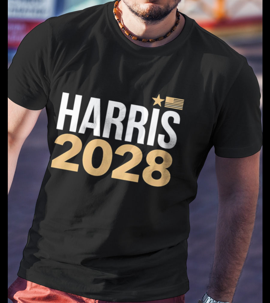 Harris 2028 USA Flag Star T-Shirt