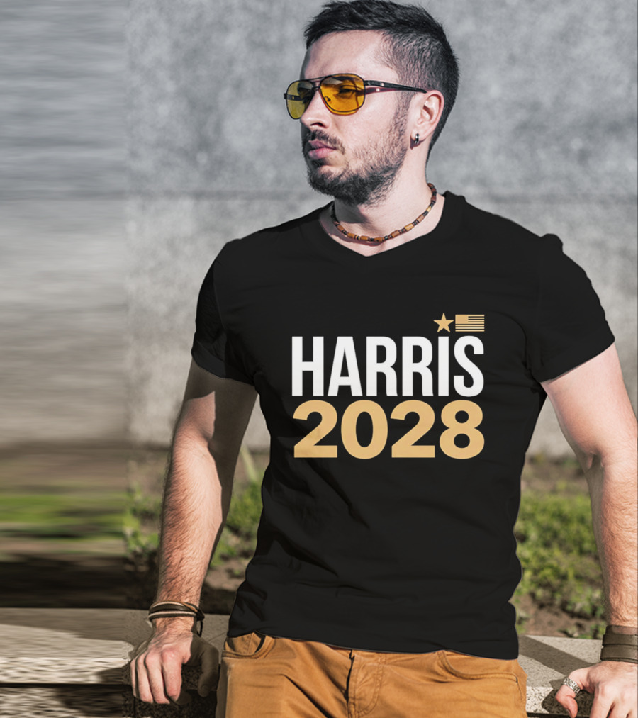 Harris 2028 USA Flag Star T-Shirt