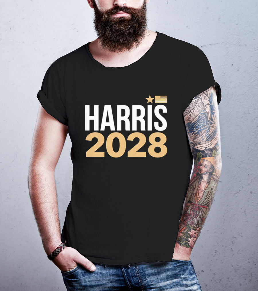 Harris 2028 USA Flag Star T-Shirt