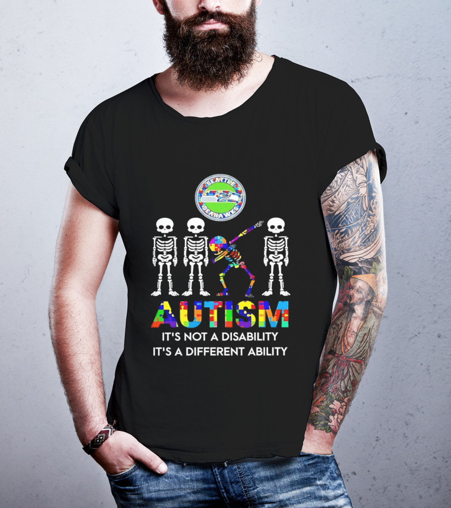 Seattle Seahawks Autism It's Not A Disability It's A Different Ability T-Shirt