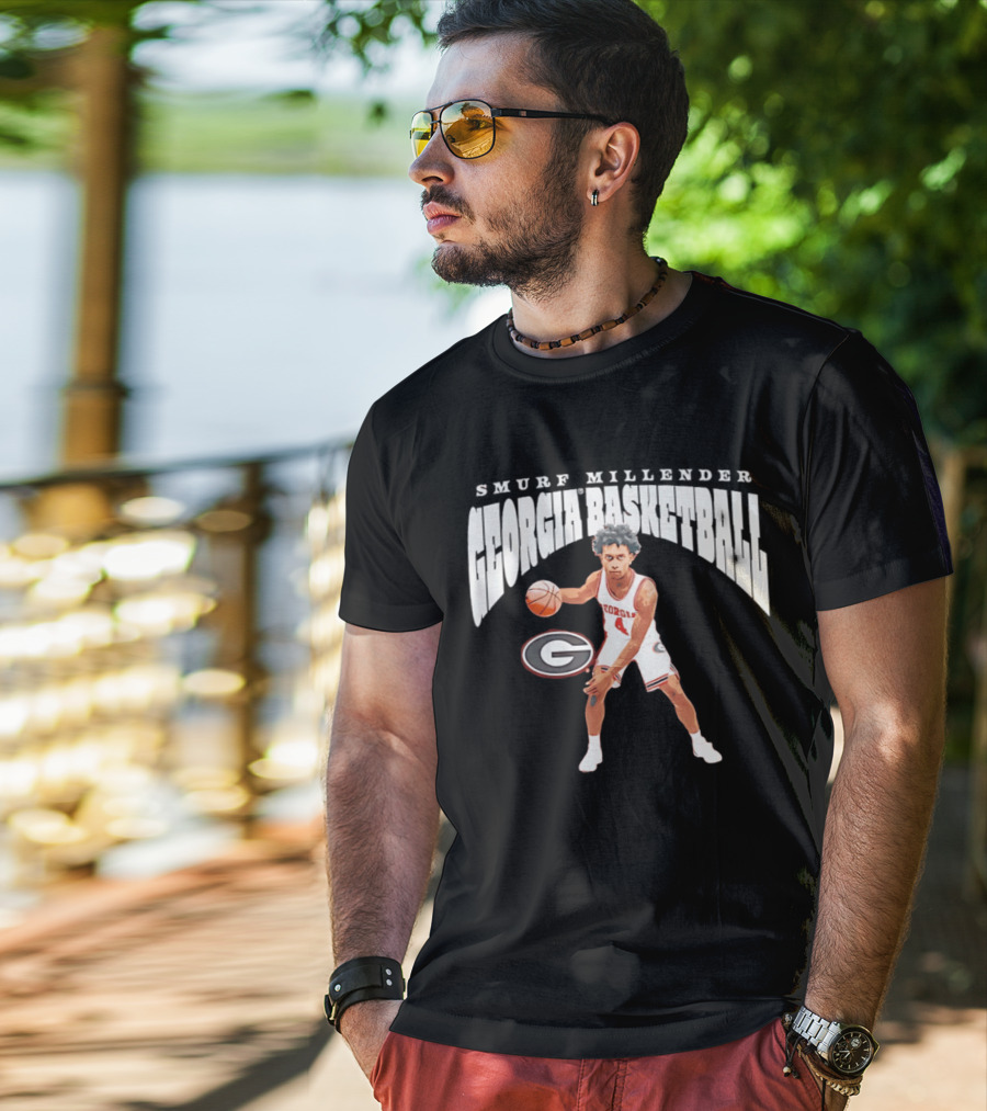 Georgia Bulldogs Smurf Millender Player Collage Basketball Team Merch T-Shirt