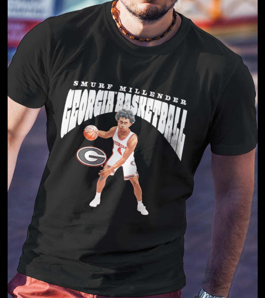 Georgia Bulldogs Smurf Millender Player Collage Basketball Team Merch T-Shirt