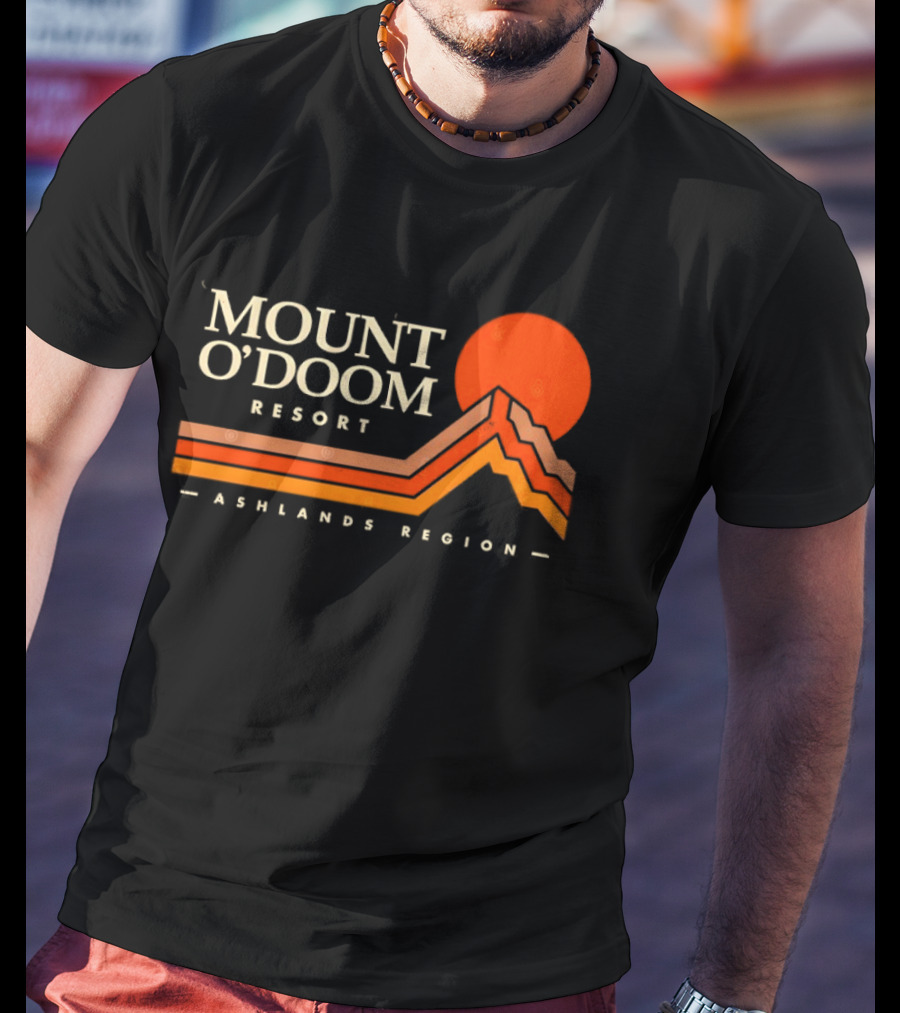 Mount O'Doom Resort Ashlands Region Sunset Retro Mountain T-Shirt