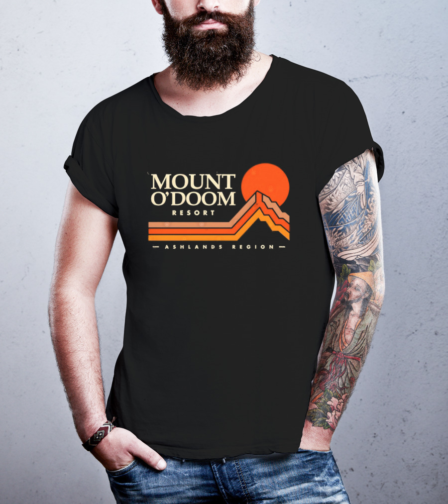 Mount O'Doom Resort Ashlands Region Sunset Retro Mountain T-Shirt