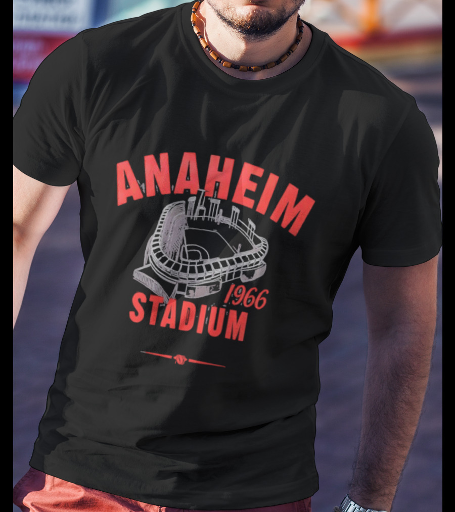Anaheim Stadium 1966 Vintage Baseball Park Architecture T-Shirt