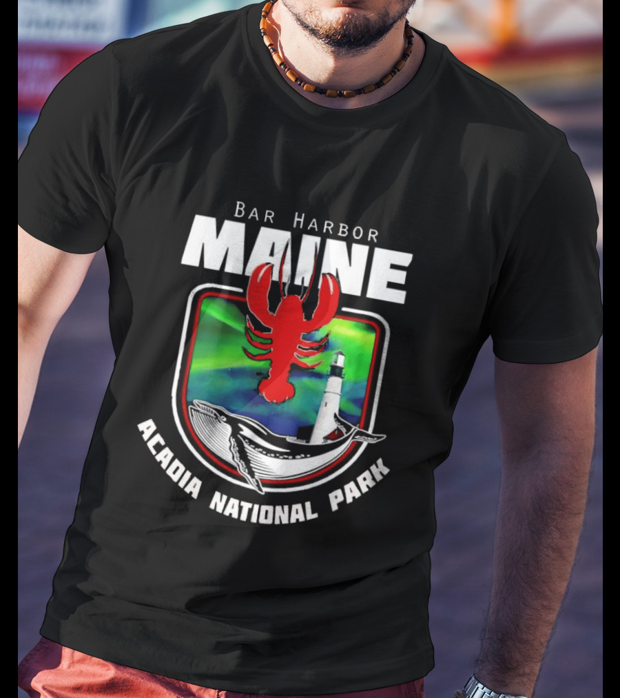 Bar Harbor Maine Acadia National Park Lobster Whale Lighthouse T-Shirt