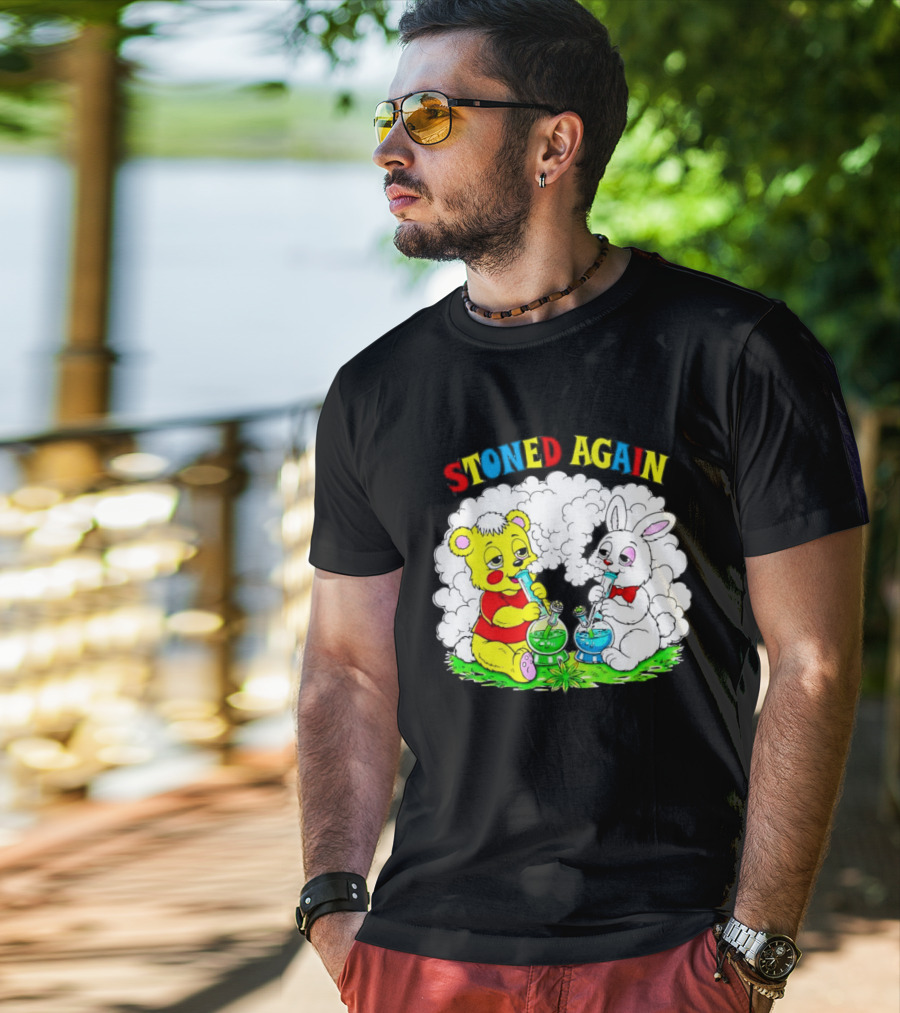 Bear And Bunny Stoned Again Smoking All Day Everyday T-Shirt