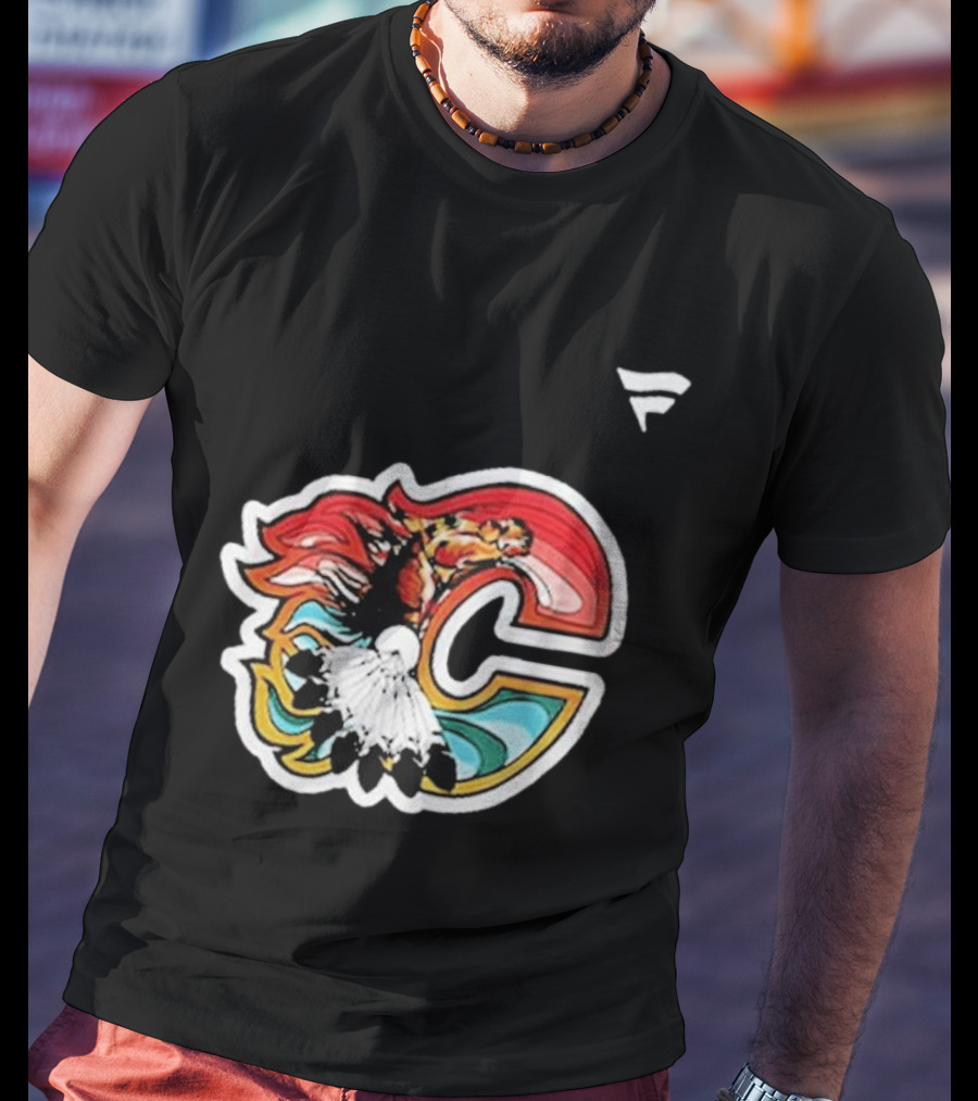 Calgary Flames Hockey Native Tribute C Logo Celebration T-Shirt