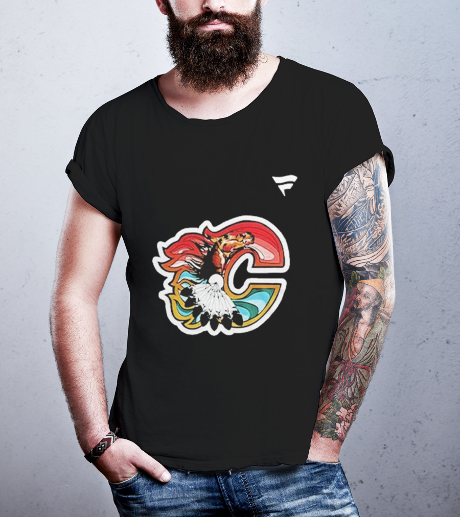 Calgary Flames Hockey Native Tribute C Logo Celebration T-Shirt