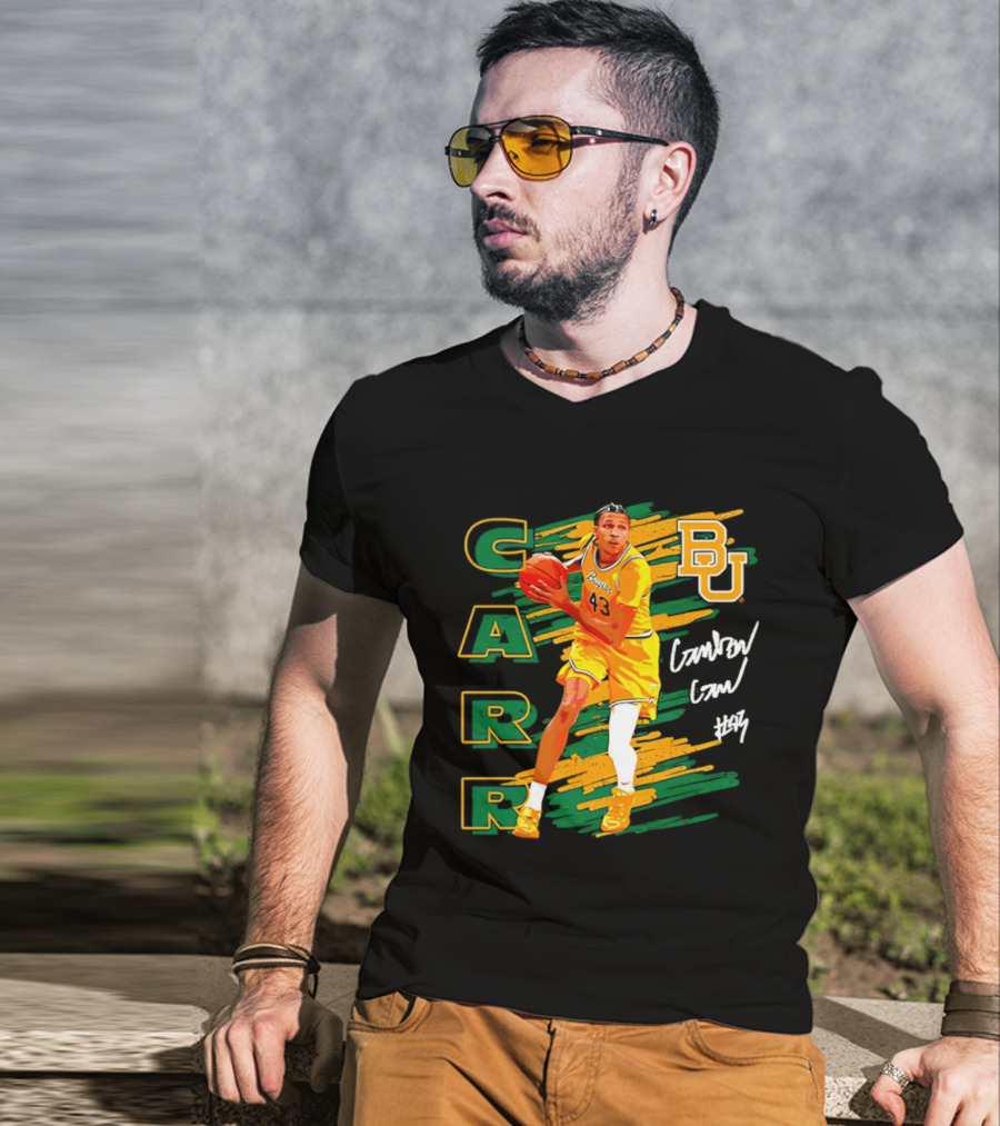 CARR Baylor Basketball Player BU Number 4 Collage T-Shirt