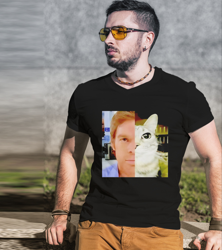 Dexter Morgan Cat Mashup Face Fusion T-Shirt