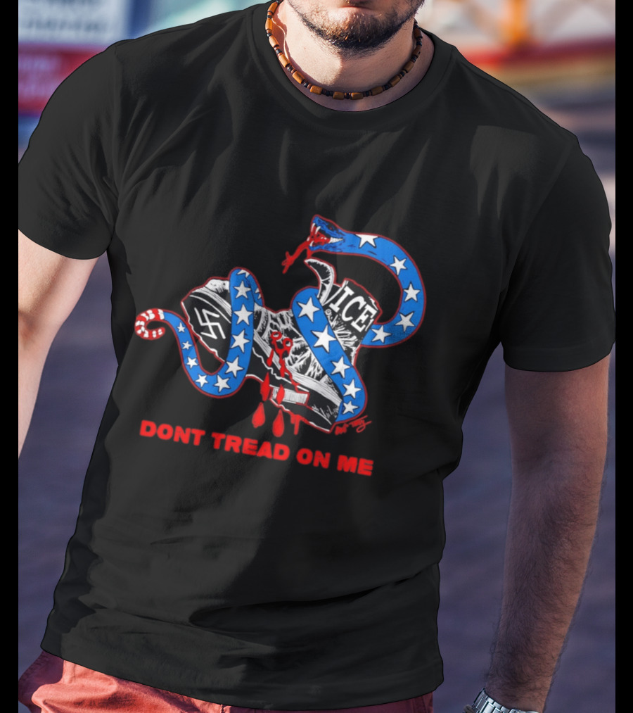 Don't Tread On Me Ice Snake Swastika Shoe T-Shirt