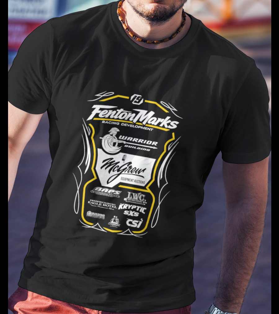 Fenton Marks Racing Development Warrior Building McGrew Equipment Auctions McGrath Racing Support ASCS DIRTcar UMP Racing T-Shirt