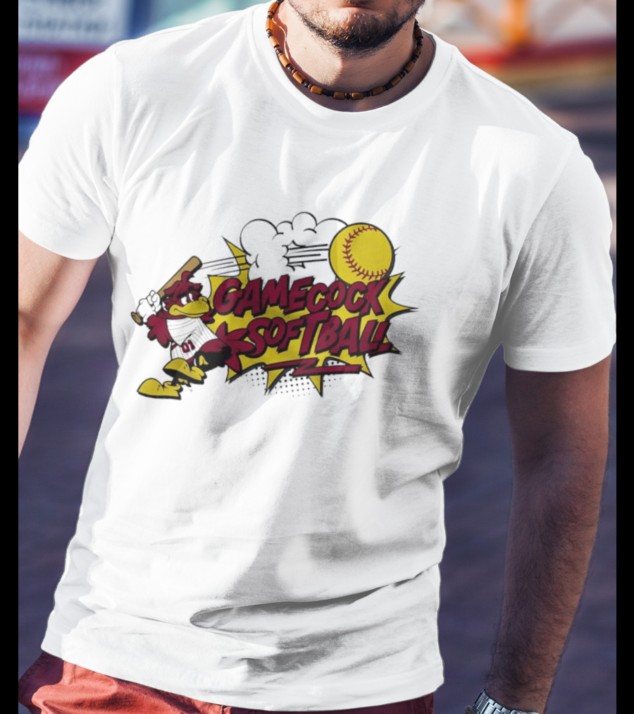 Gamecock Softball Cartoon Player Batting With Ball T-Shirt
