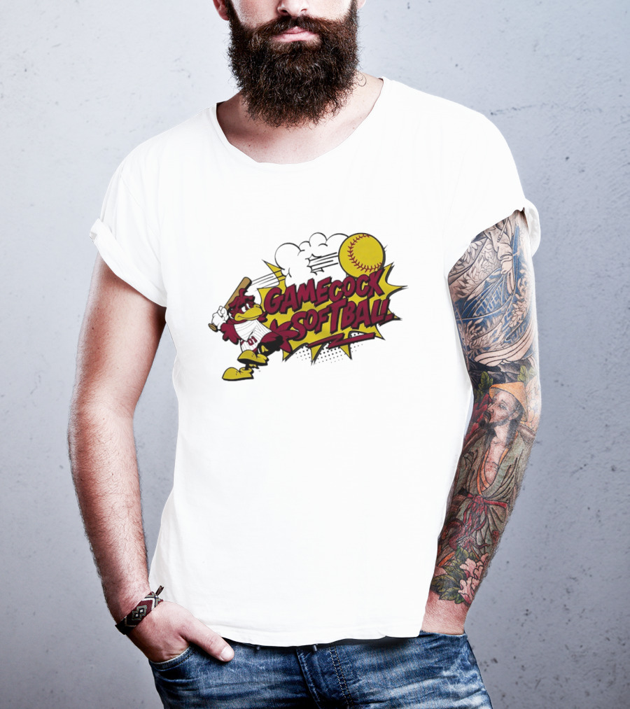 Gamecock Softball Cartoon Player Batting With Ball T-Shirt