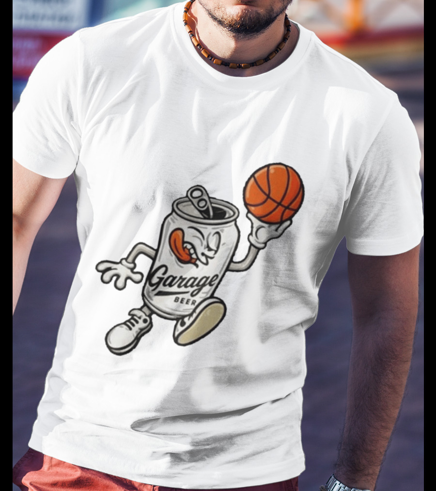 Garage Beer Can Basketball Cartoon T-Shirt