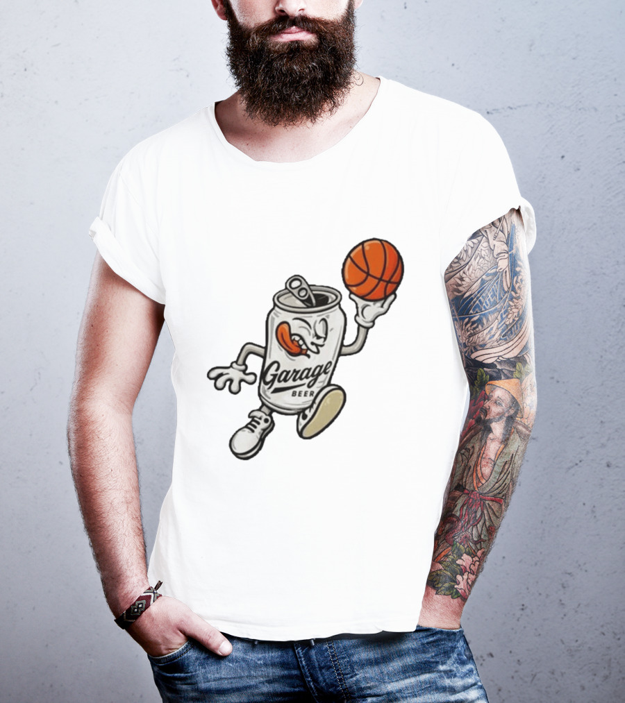 Garage Beer Can Basketball Cartoon T-Shirt