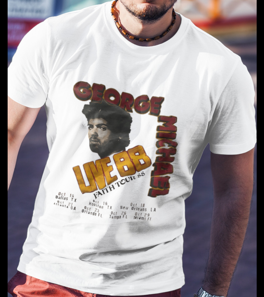 George Michael Live 88 Faith Tour 1988 Wembley Birmingham Glasgow Paris Dortmund Rotterdam T-Shirt
