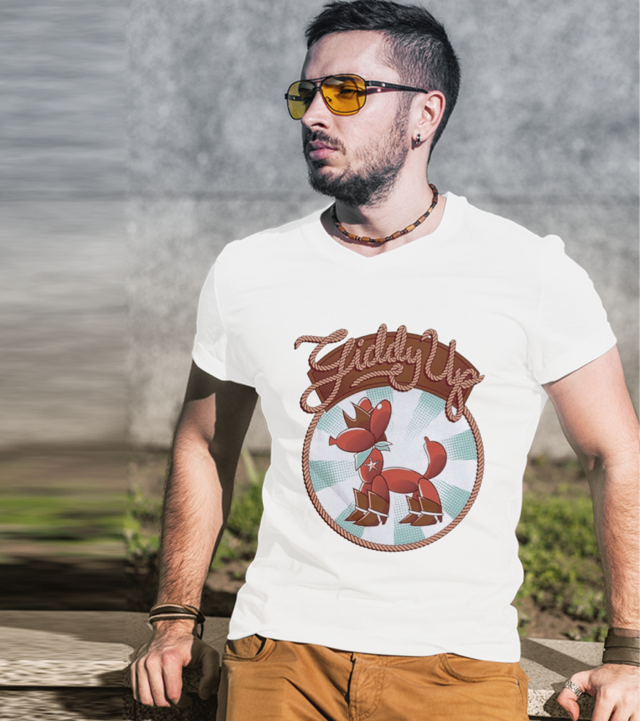Giddy Up Balloon Horse Rope Circle Star Bandana Spurs T-Shirt