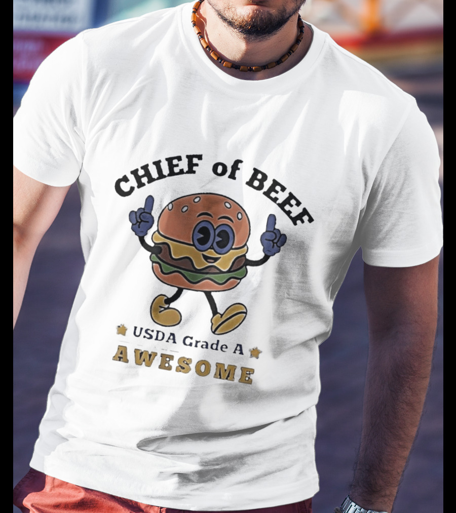 Chief Of Beef USDA Grade A Awesome Burger Cartoon T-Shirt