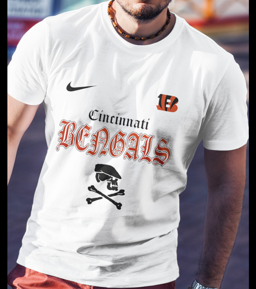 Cincinnati Bengals Dropkick Murphys Skull Nike Collaboration T-Shirt