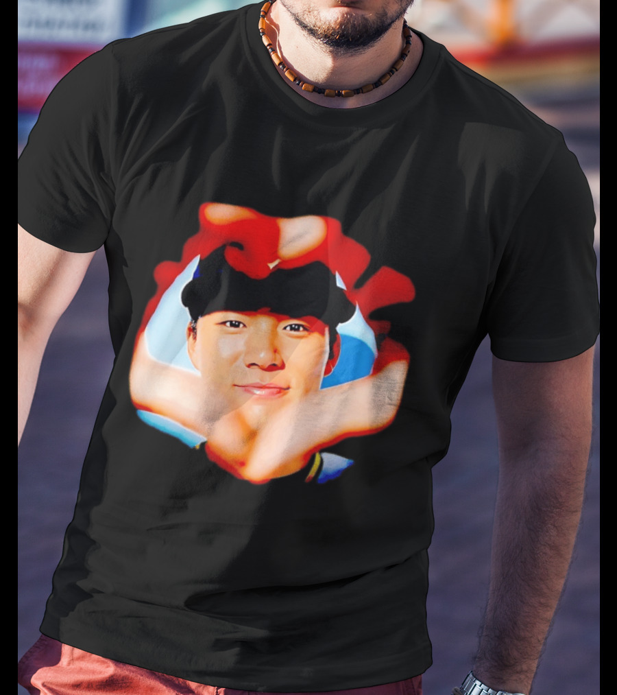 Yoshinobu Yamamoto Los Angeles Dodgers Heart Hand Photo T-Shirt