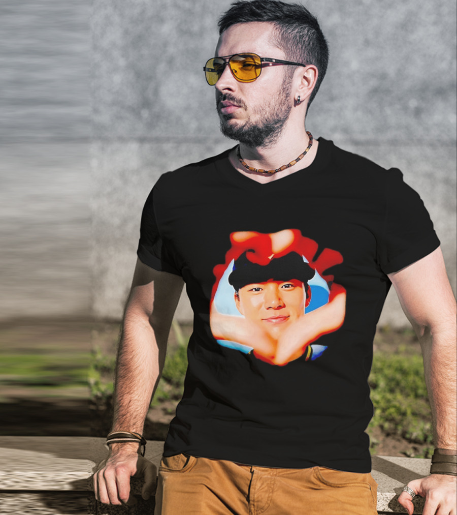 Yoshinobu Yamamoto Los Angeles Dodgers Heart Hand Photo T-Shirt