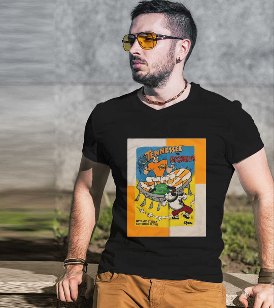 Tennessee Vs Georgia Neyland Stadium September 13 2025 Cartoon Bulldogs Volunteers T-Shirt