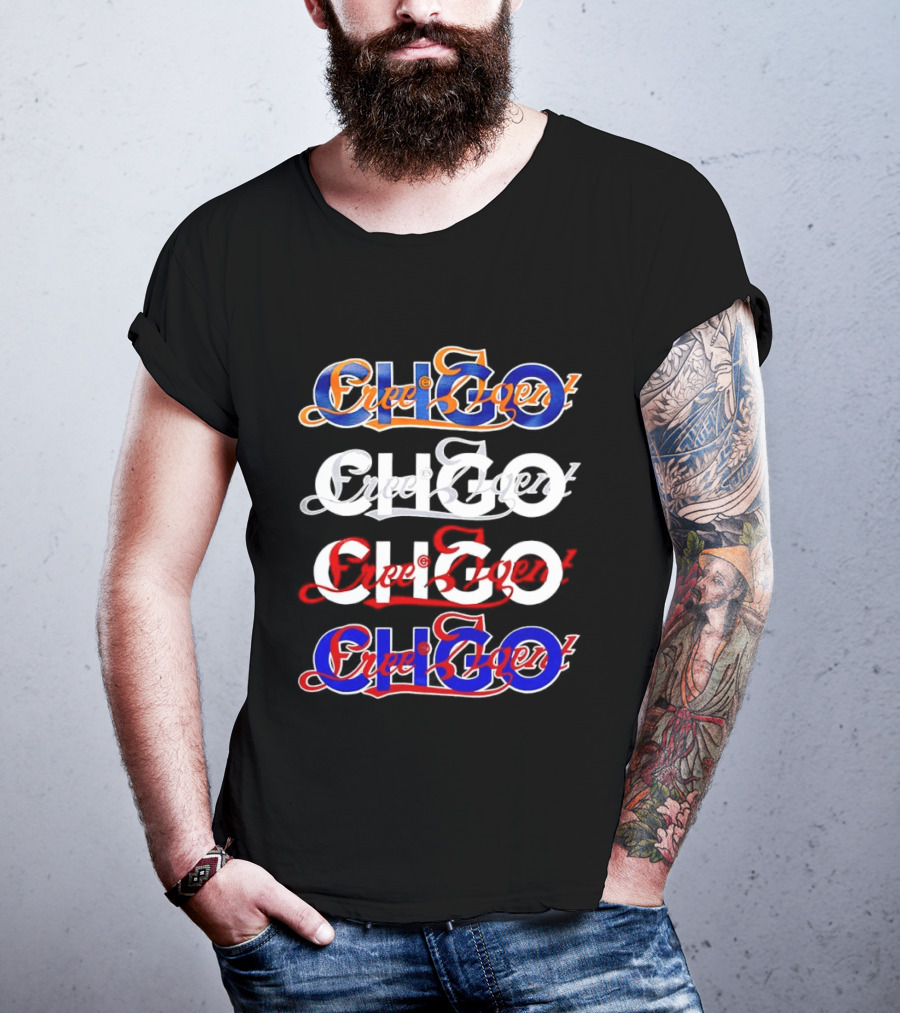 Free Agent X CHGO City Of Sports Teams Multicolor Text Art Collaboration T-Shirt