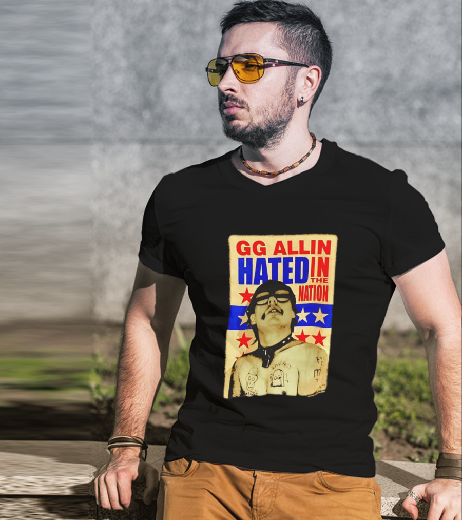 GG Allin Hated In The Nation Live Fast Tattoo Stars T-Shirt
