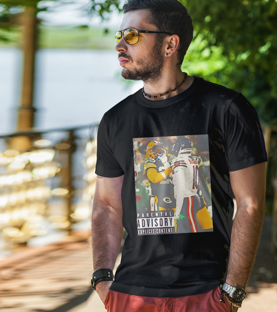 Green Bay Packers Vs Chicago Bears Rivalry Parental Advisory Explicit Content T-Shirt