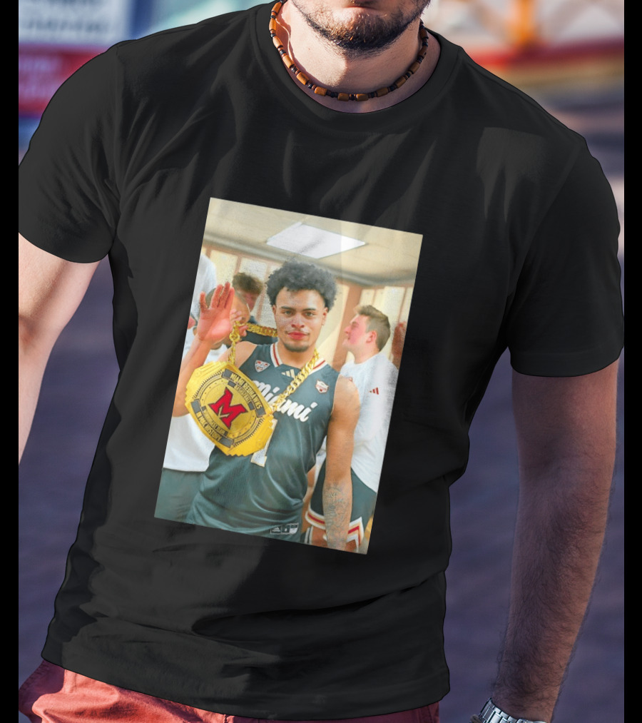 Miami RedHawks Trey Perry Almost Friday Celebration Chain Basketball Locker Room T-Shirt