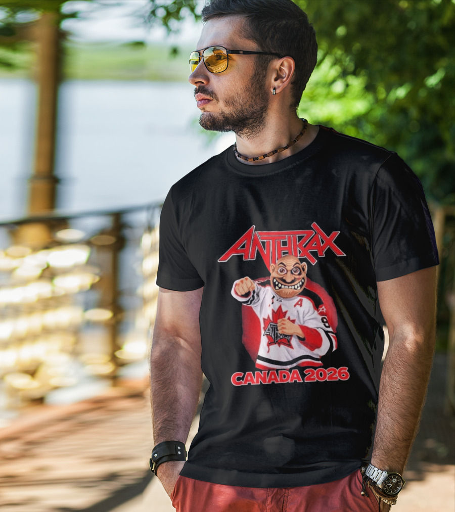 Anthrax Canada 2026 Tour No Man Hockey Player Elbows Up T-Shirt