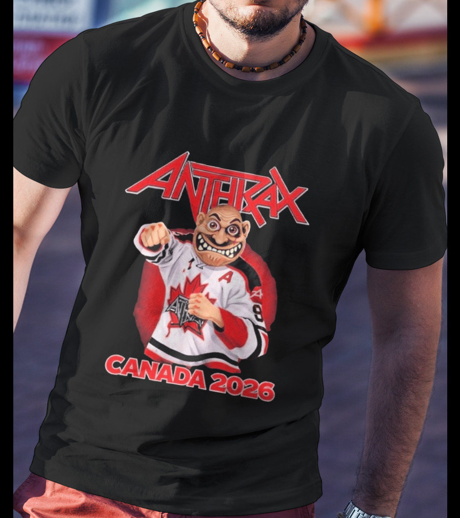 Anthrax Canada 2026 Tour No Man Hockey Player Elbows Up T-Shirt