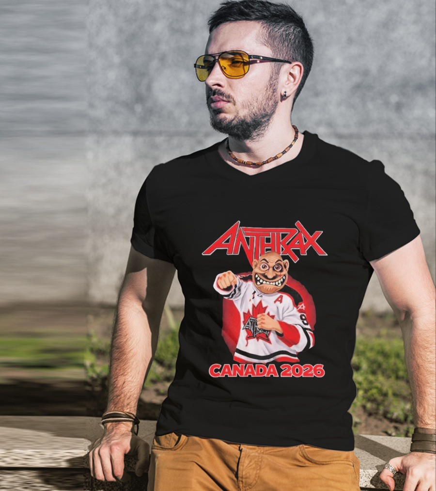 Anthrax Canada 2026 Tour No Man Hockey Player Elbows Up T-Shirt