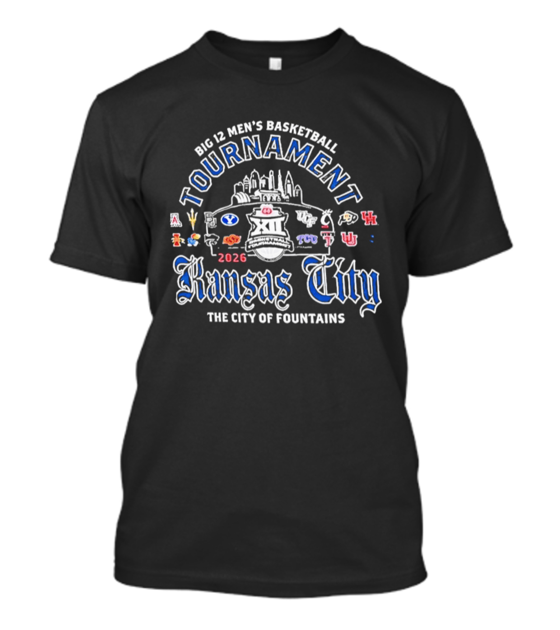 Big 12 Men's Basketball Tournament 2026 Kansas City City Of Fountains T-Shirt