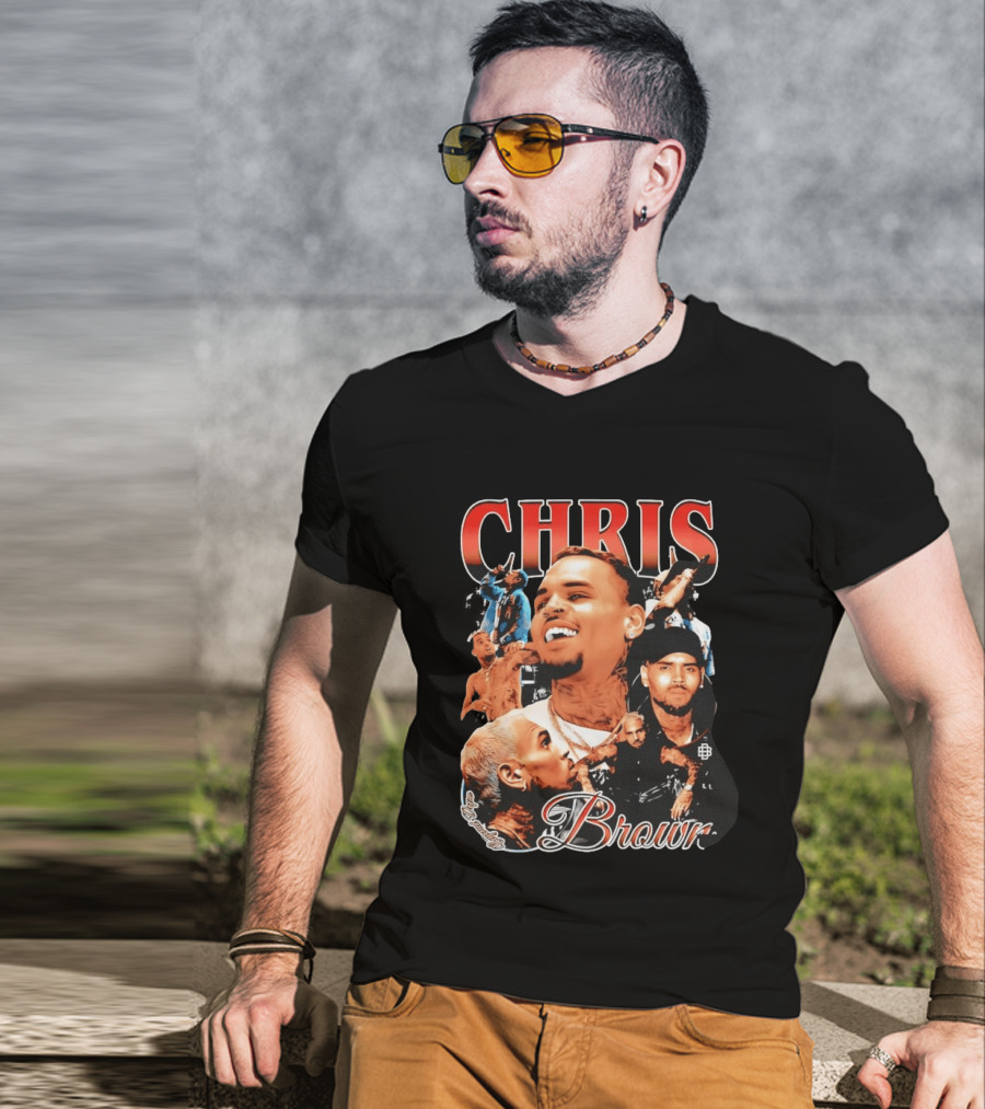 Chris Brown Iconic R&B Singer Collage T-Shirt