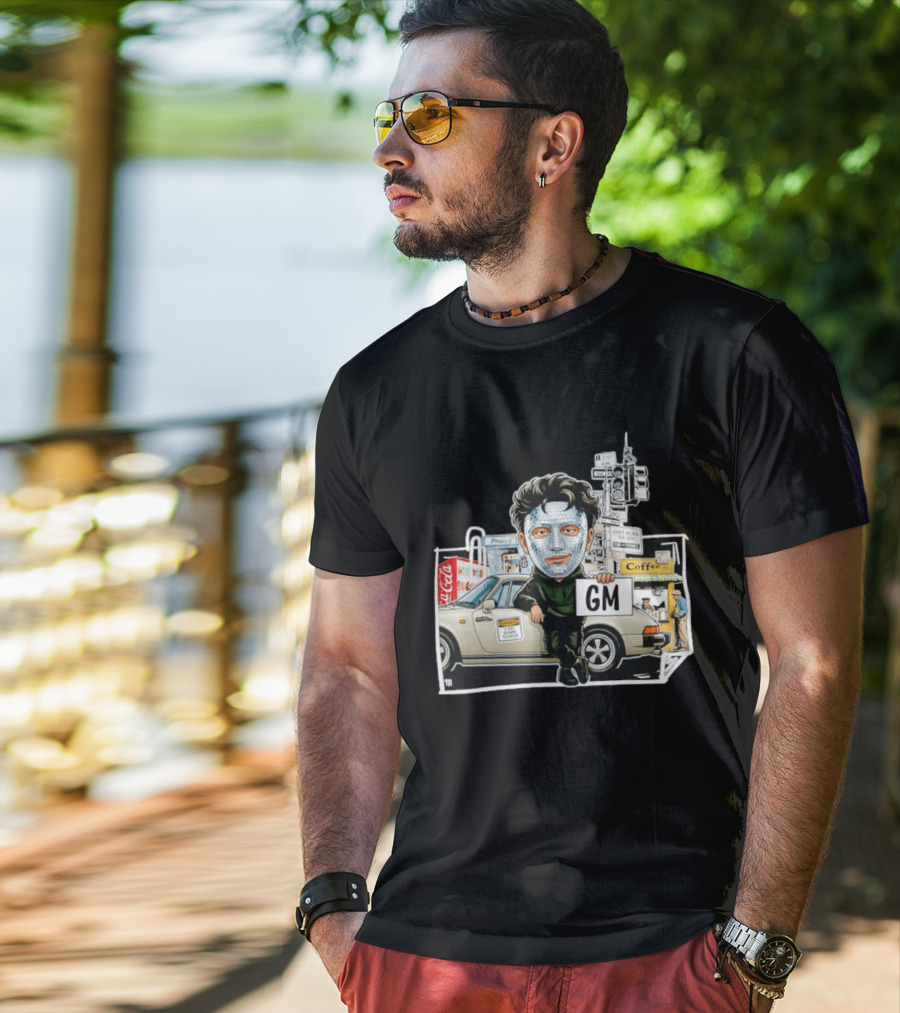 Don't Block The Box Warning I Do Dumb Things Traffic Signal Masked T-Shirt