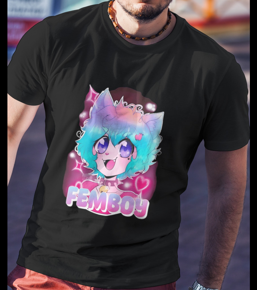 Femboy Anime Pastel Cat Ears Kawaii Aesthetic Cute T-Shirt