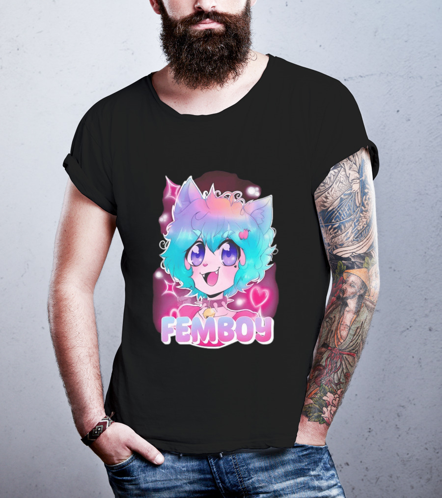 Femboy Anime Pastel Cat Ears Kawaii Aesthetic Cute T-Shirt