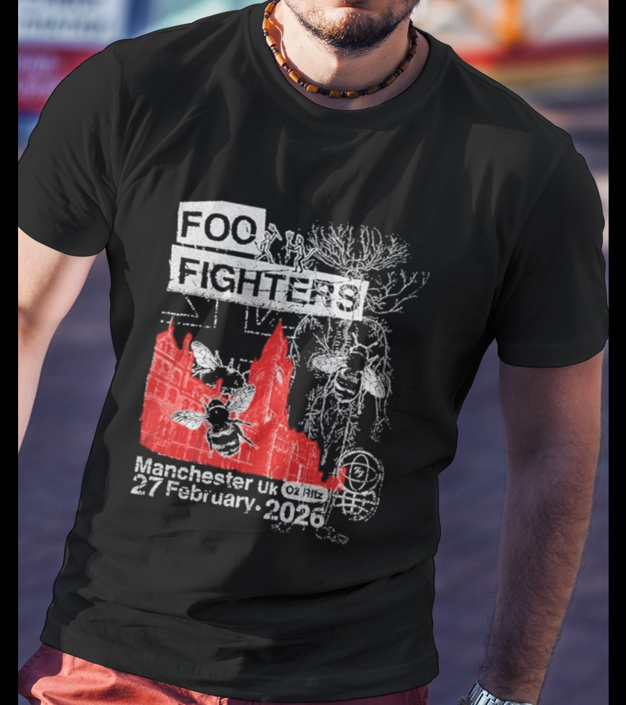 Foo Fighters Manchester UK 27 February 2026 Surprise Show O2 Ritz Bee T-Shirt