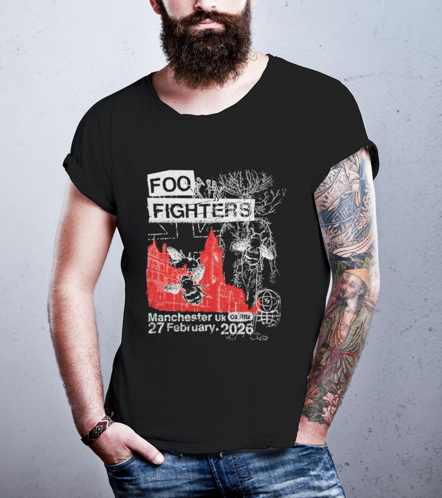 Foo Fighters Manchester UK 27 February 2026 Surprise Show O2 Ritz Bee T-Shirt